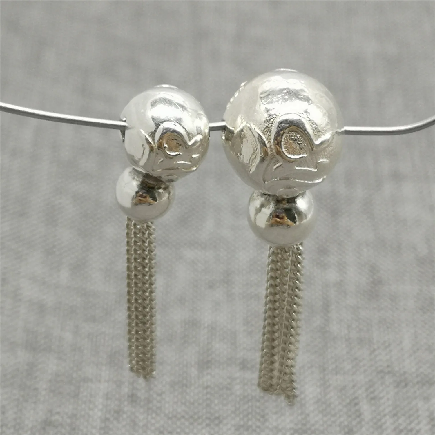 925 Sterling Silver Om Tassel Charm w/ Gourd Shape for Necklace Bracelet