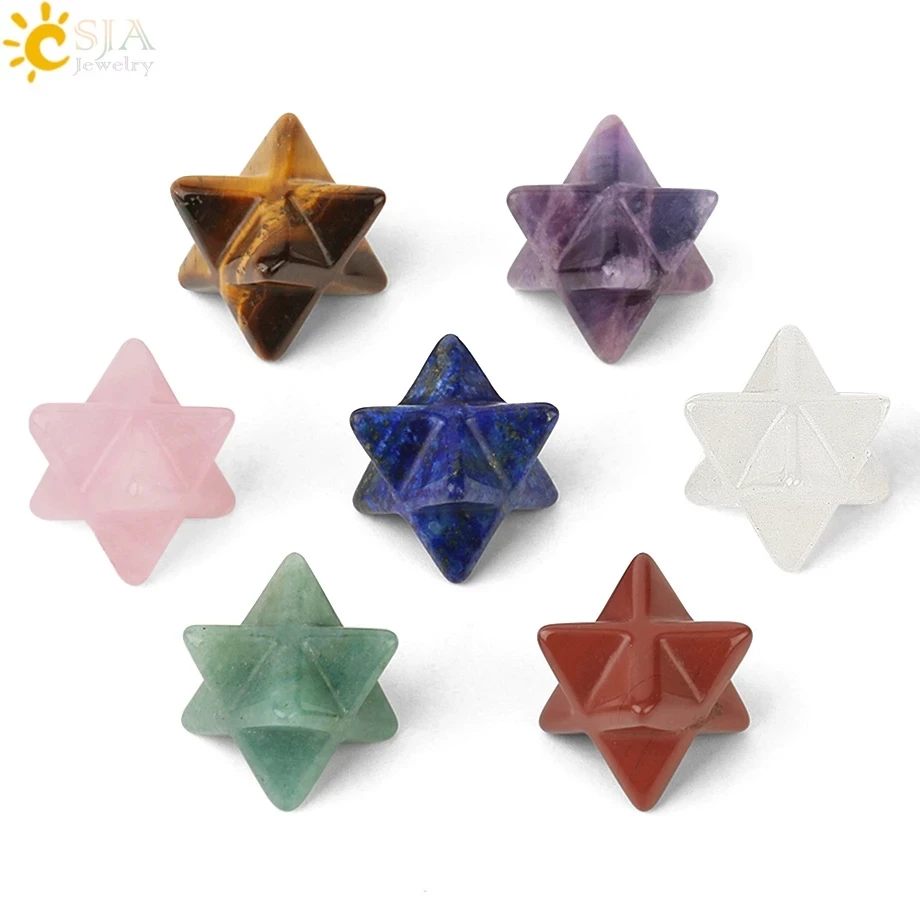 CSJA Star Crystal Merkaba Natural Stone Merkabas for DIY Jewelry Chakra Wiccan Reiki Healing Energy Protection Decoration G183