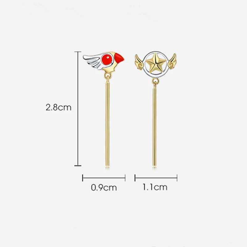 Anime Card Captor Sakura 925 Sterling Silver Drop Earrings Cardcaptor Dangle Earrings Women Jewelry Stud Ear Rings Cosplay Prop