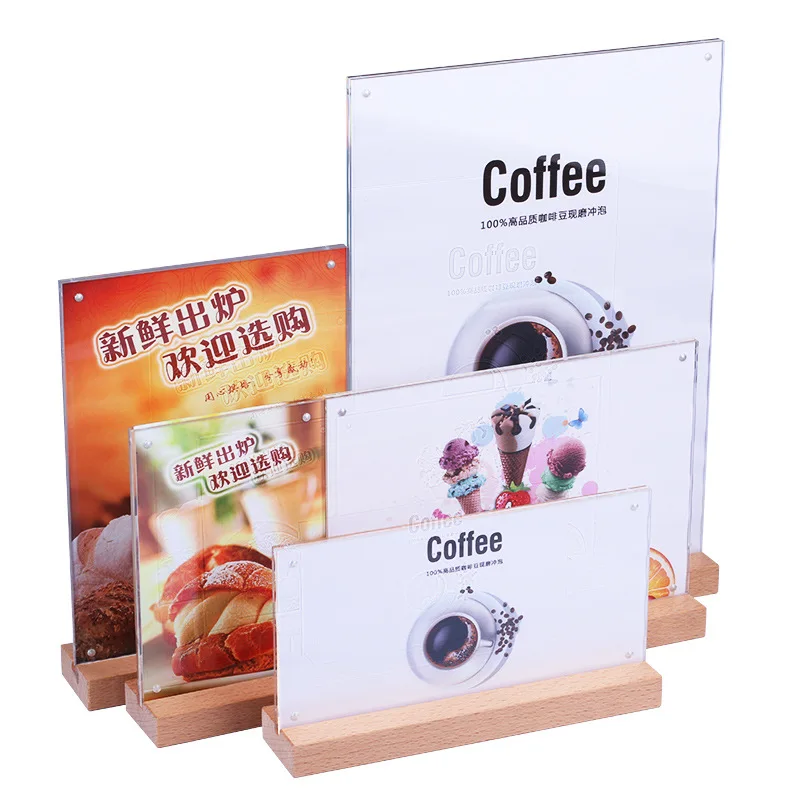 20pcs/lot Wood base Acrylic Product Price Tag Display Stand Transparent Screws Advertising Europe High-end Fashion Picture Frame