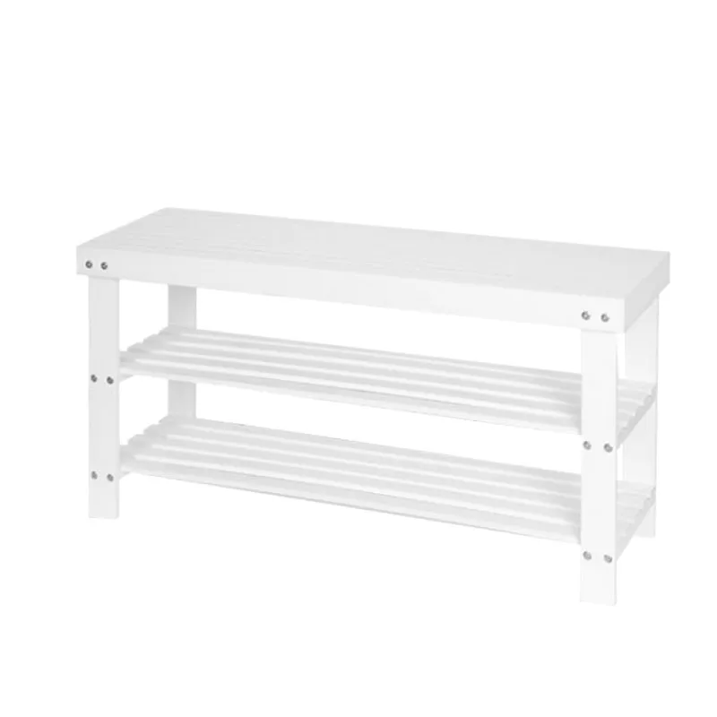 

White shoe bench home modern minimalist porch door can sit shoe cabinet Nordic solid wood shoes bench bamboo shoe rack