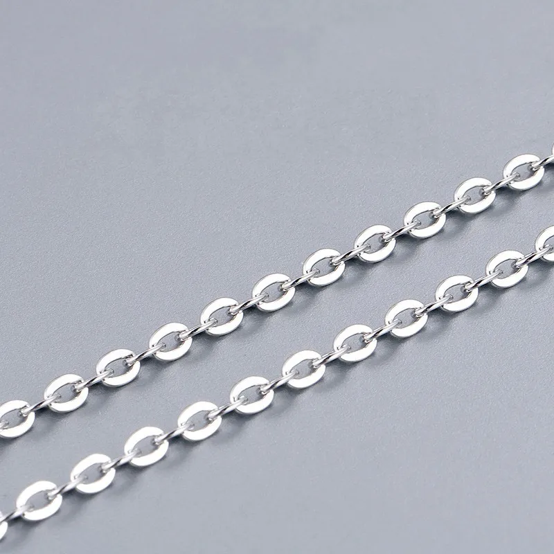 BOCAI New Trendy Pure S925 Silver 3MM Men's And Women's Necklaces Fashion O-shaped Chain Clavicle Chain Extended Sweater Chain