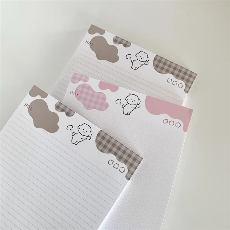 B5 Cartoon Cute Fart Puppy Memo Pad Plaid Student Diary Learning Paper Word Book Loose-leaf Notebook School Stationery 30 Sheets