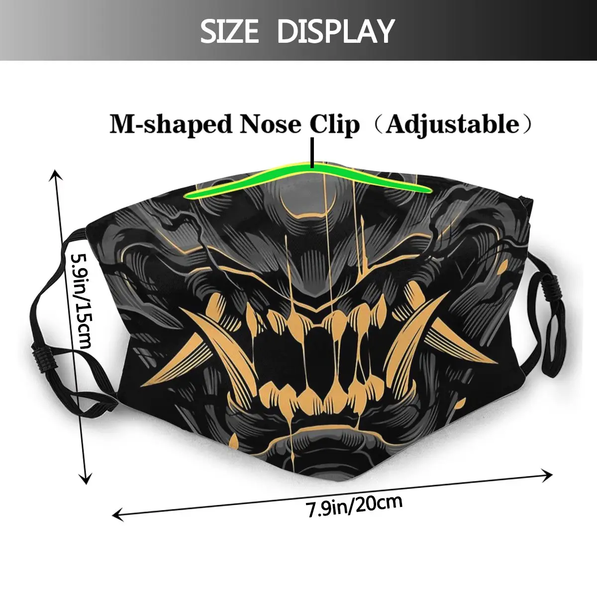 Adult Oni Samurai Demon Newest Mask Avenging Lord Mascarilla Design Universal Washable Healthy With PM2.5 Filters