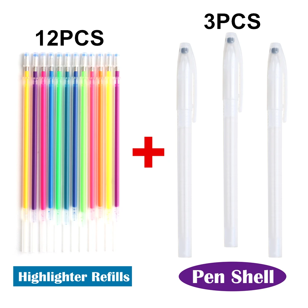 15Pcs/Set Flash Gel Pen Highlight Cute Candy Color Full Shinning Refill Colorful  Fluorescent For Children Painting Graffiti Pen