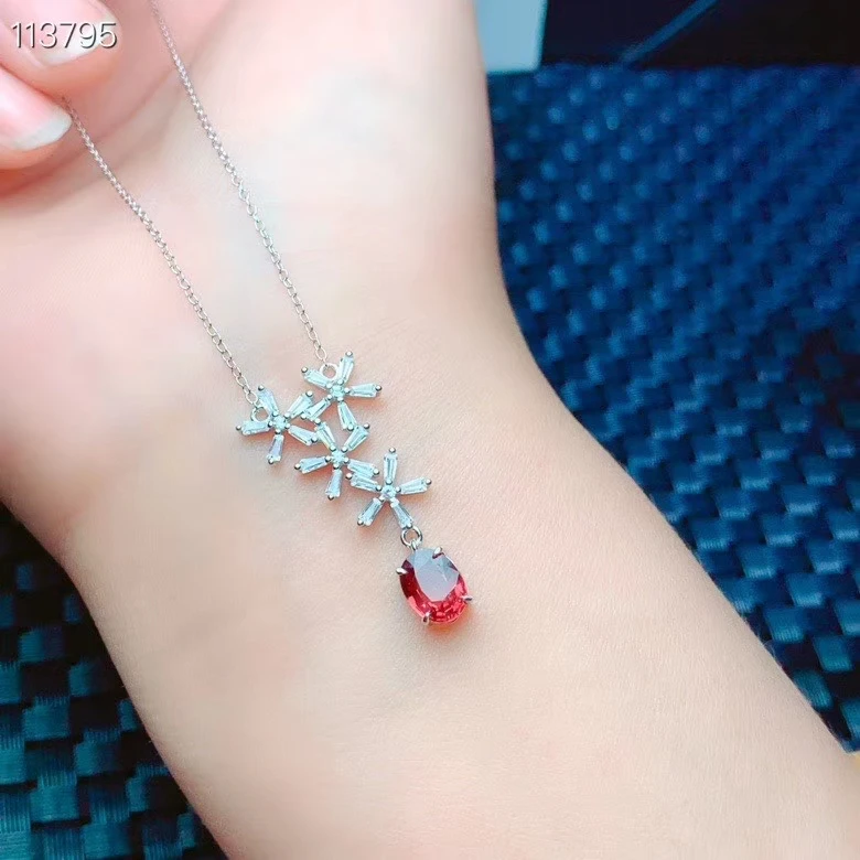 Kjjeaxcmy jóias finas 925 prata esterlina incrustada pedra preciosa natural garnet feminino menina mulher pingente colar encantador teste de apoio