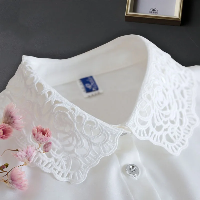 Hollow Out Lace Fake Collar Shirt White Fake Collar for Women Detachable Fake Shirt Collar Women Clothes Accessories Faux Col