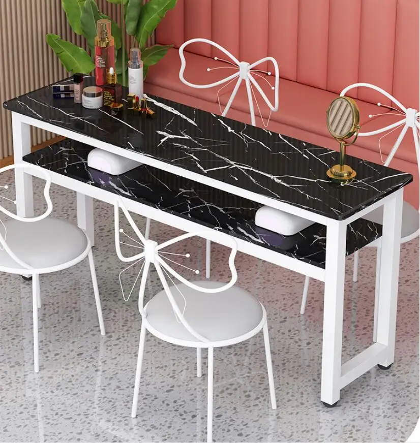 Manicure table simple modern single double three person manicure table table table chair set simple table double deck