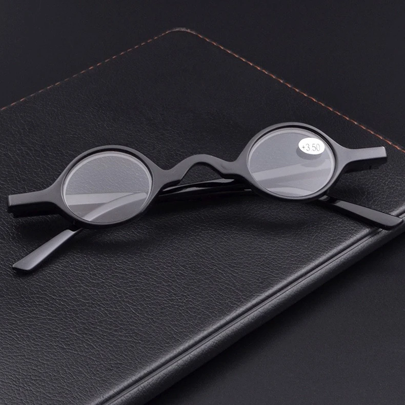 Sighttoo Kleine Rahmen Gläser Lupe Mini Lesebrille Männer Retro Runde Brillen Mit Fall Männlichen Verordnung Gläser + 3,5 – Detail 3