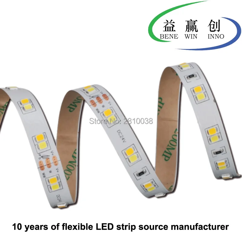 100M/Lot DC24V CCT adjustable 112leds/M flexible led strip 2835 CRI 90+ led light strip 10mm led strip light 19.2W/M led ribbon