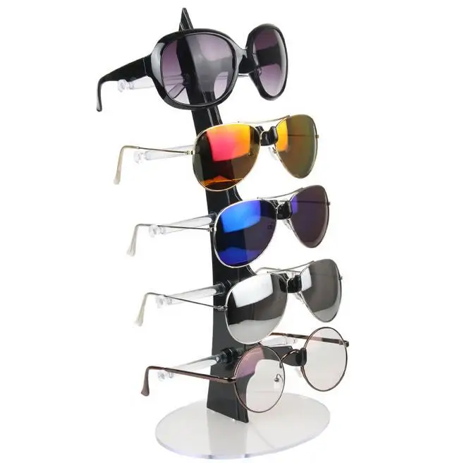 

High Level Fashion Sail 5 Pairs Glasses Display Stand Counter Plastic Sunglasses Display Props Mirror Sunglasses Display Rack