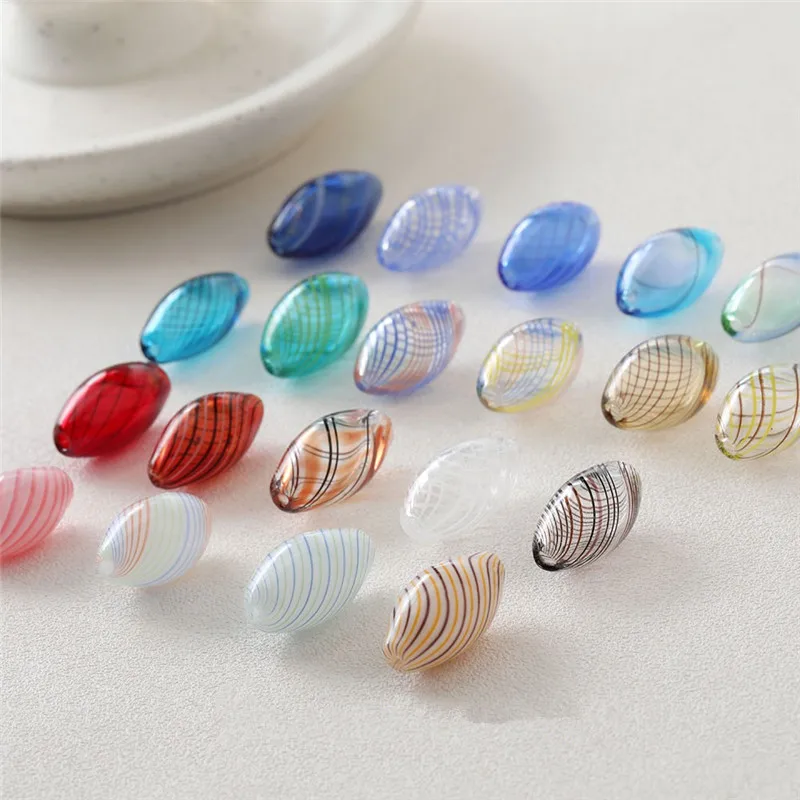 

Retro style 20pcs/lot color streak pattern print geometry ovals shape glass beads diy jewelry earring/garment pendants accessory