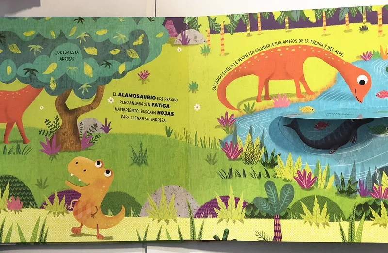 Livre d'Éveil en Carton avec Image de Dinosaure 3D pour Enfant et Parent de 0 à 3 Ans