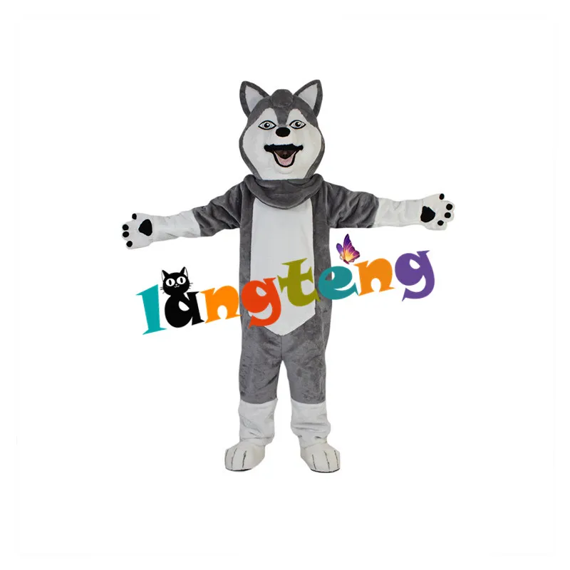 881 Grey Husky Wolf Fursuit Dog Fox Mascot Costumes Animal Cartoon Furry Costuming