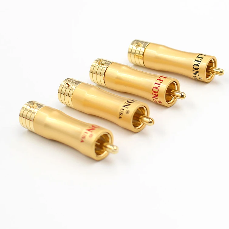 4pcs LITON copper plated gold-plated solderless RCA plug connector banana terminal plug 8mm terminal post made in USA
