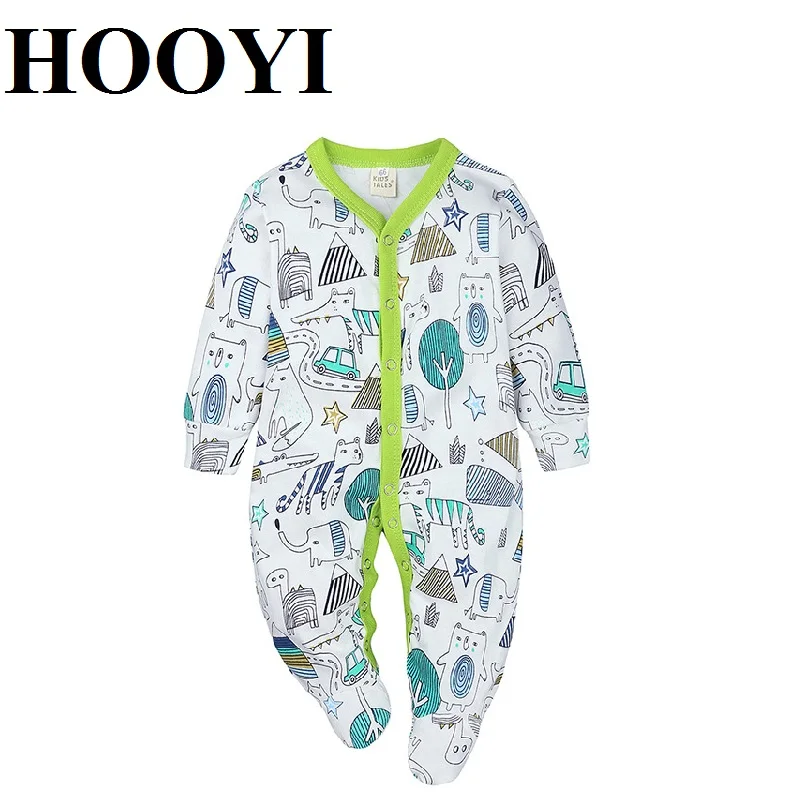 

Hooyi Cartoon New Born Rompers Cotton Infant Long Sleeve Baby Boys Clothes Spring Kids One Piece