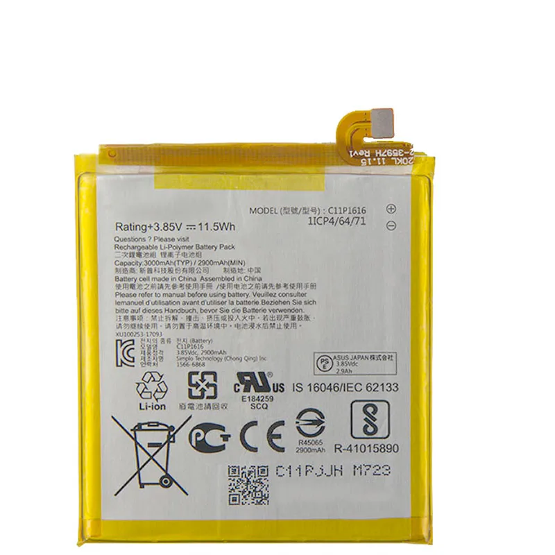 3000mAh C11P1616 Battery For ASUS ZenFone V A006 V520KL Phone Replacement Li-polymer Mobile Phone Battery