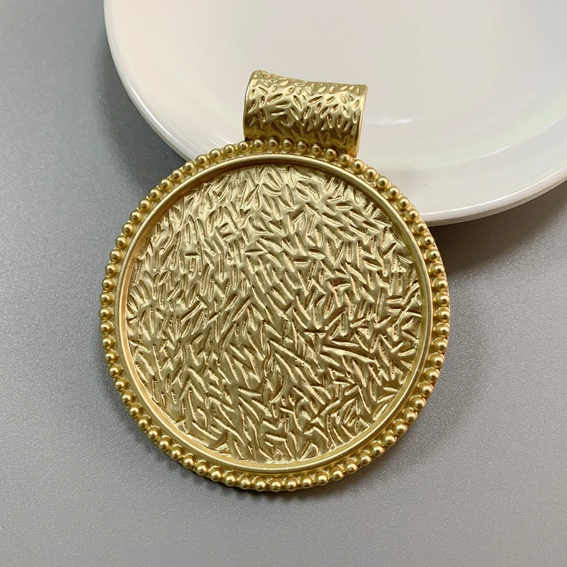 1 Piece Large Matt Gold Color Boho Bohemia Round Charms Pendants for Necklace Jewellery Making Findings Accessories