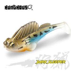 Hunthouse head-señuelo suave para pesca, cebo de 3 pulgadas, 3/8oz, perca, cola de paleta, Swimbait, leurre durmiente oscuro