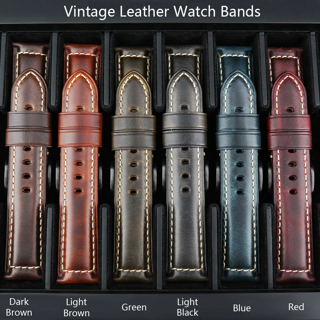 MAIKES Watch Accessories Watchband Retro Oil Wax leather Watch Band 20mm 22mm 24mm 26mm Watch Strap Bracelet For Panerai MIDO