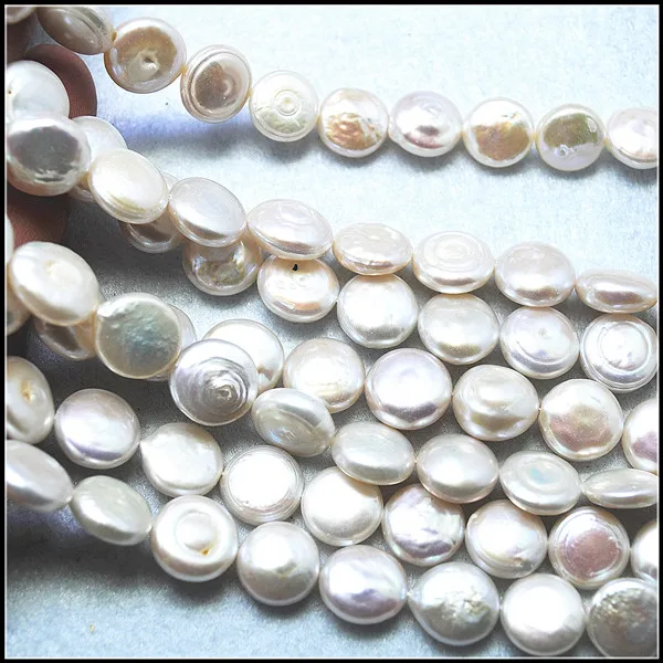 16PCS Loose Pearl Beads Natural Cultured Freshwater Pearl Coin Shape Size 11MM Round DIY Findings For Women Bracelets Make