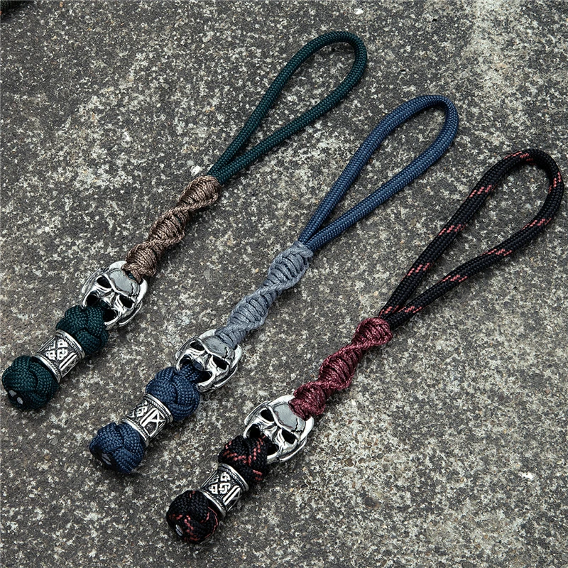 Viking Runes Keychain Braided Rope Vampire Metal Pendant Amulet  Handmade Outdoor Car Keyring Survival Jewelry Gift Dropshipping