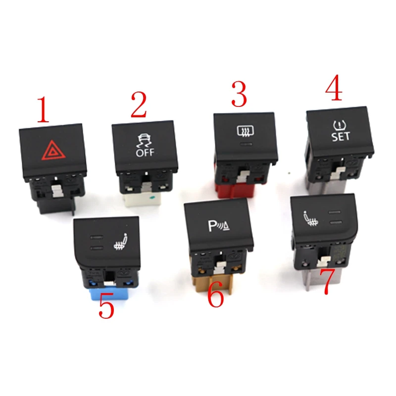 For POLO 2014-2018 Rear window heating Anti slip ESP Ops radar Seat heating Tire pressure set switch Double flash switch