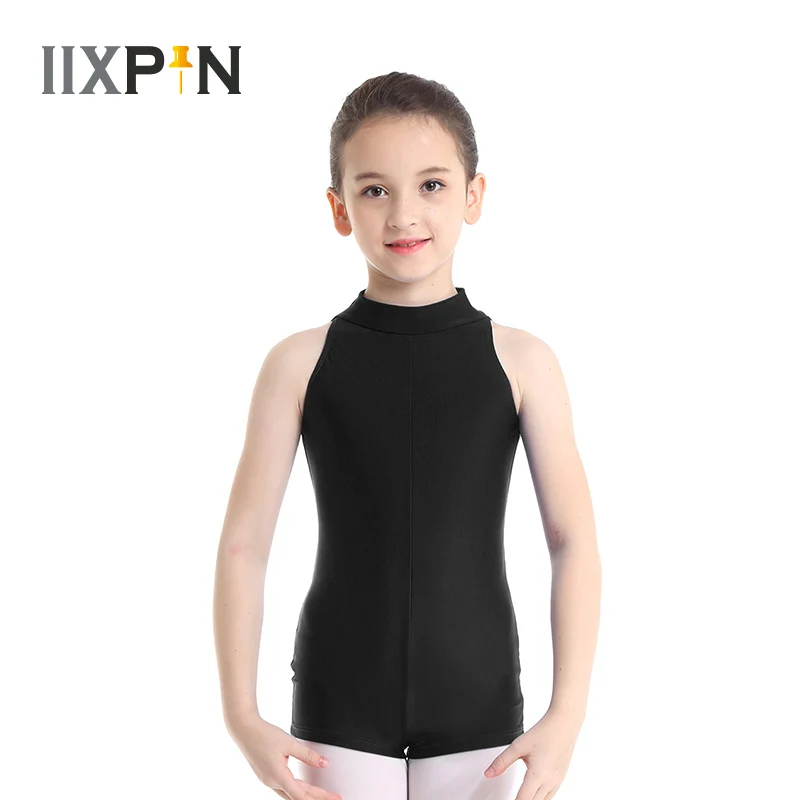 Kinder Ballett Trikots 2024 Mädchen ärmellose Mock Neck Reiß verschluss zurück Ballett Tanz Gymnastik Trikot Overall Unitard Dance wear