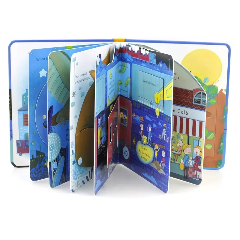 Usborne-libros educativos con solapa 3D para bebé, libro de lectura infantil, con tiempo de noche interior