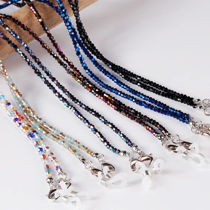 Handmade Crystal Necklace Glasses Mask Chain Strap Lanyard Fashion Jewelry Lanyard Sunglasses Face Mask Chain Anti-lost Strap