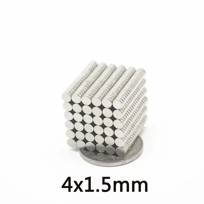 100-1000PCS  4x1.5 Thin Neodymium Strong Magnet Permanent Small Round Magnet 4x1.5mm Powerful Magnetic Magnets  Disc 4*1.5