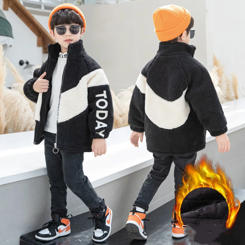 Meninos do bebê crianças jaquetas casacos outwear 2023 fuzzy engrossar quente mais veludo inverno outono velo algodão roupas infantis