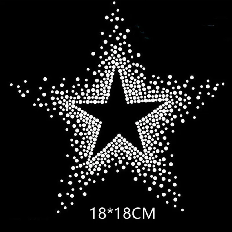 

2pc/lot Star Hot Fix Rhinestones motif crystal rhinestone strass iron on Transfer applique patch for coat shirt