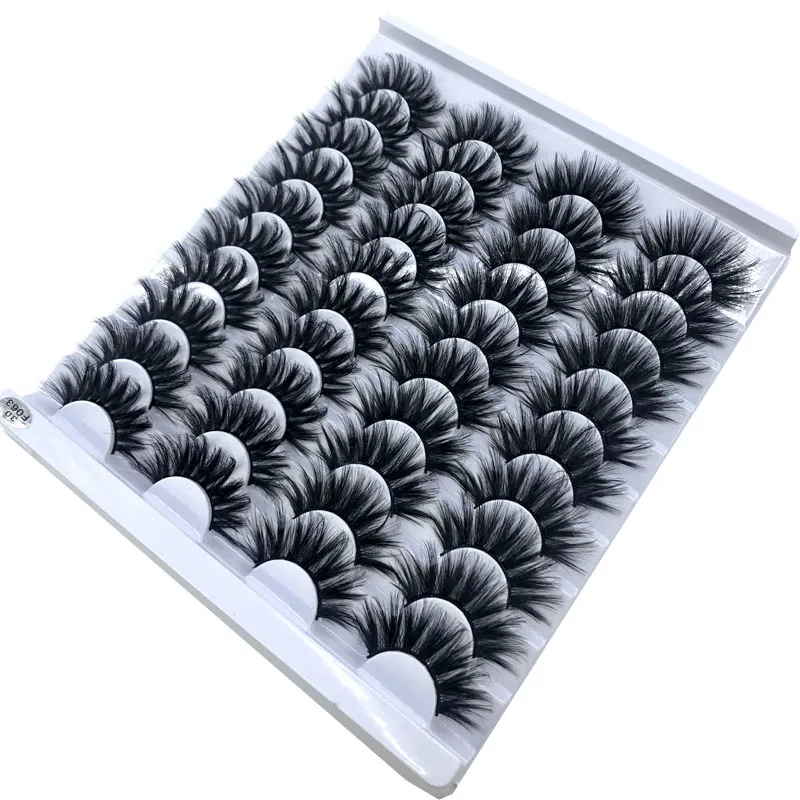 New 20 Pairs 8-23mm Faux 3D Mink Eyelashes Bulk Wispy Natural Mink Eyelashes Extension Wholesales Natural False Eyelashes Cilios