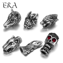 Never Fade Stainless Steel End Beads for 5mm Leather Cord Jewelry Bracelet Making Animal Metal Bead DIY Accessorries