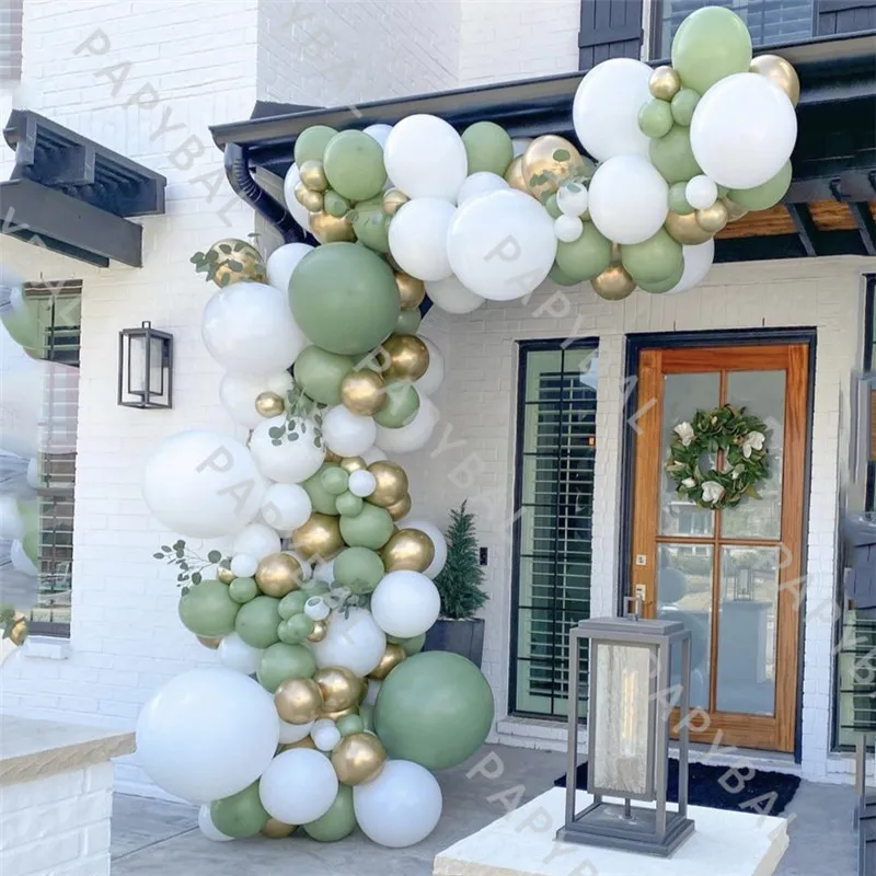 

125Pcs Avocado Green Arch Garland Balloon Kit White Latex Balloons Set Birthday Wedding Party Decoration Globos Supplies