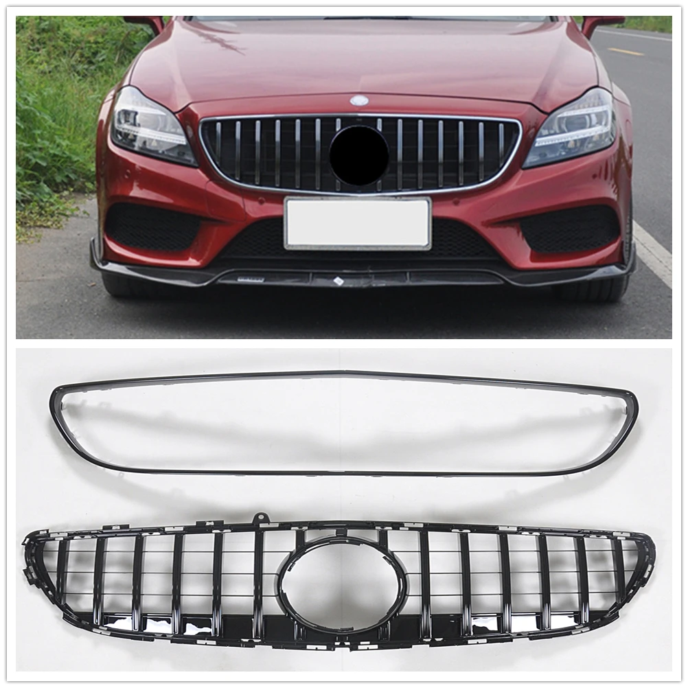 Front Grille Grill W/ Frame Upper Bumper Hood Mesh For Mercedes-Benz W218 CLS Class CLS300 CLS350 CLS400 CLS500 CLS550 2015-2018