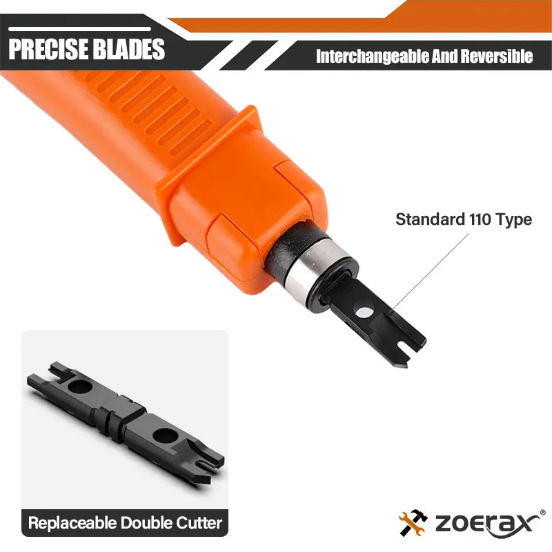 Punch Down Tool, Zoerax 110 Type Network Cable Tool Double Blades Ethernet Impact Terminal Insertion Tools