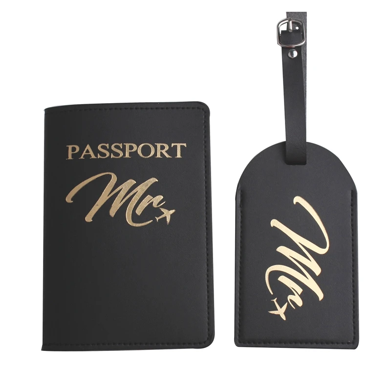 4PCS/Set MR MRS Passport Cover Luggage Tag Couple wedding Passport Case Letter Passport Holder Wallet  Label Travel Accessories