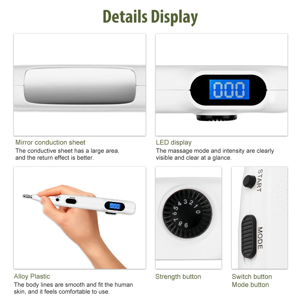 Handheld Acupoint Massage Pen TENS Point Detector With Digital Display Electro Acupuncture Point Muscle Stimulator Device