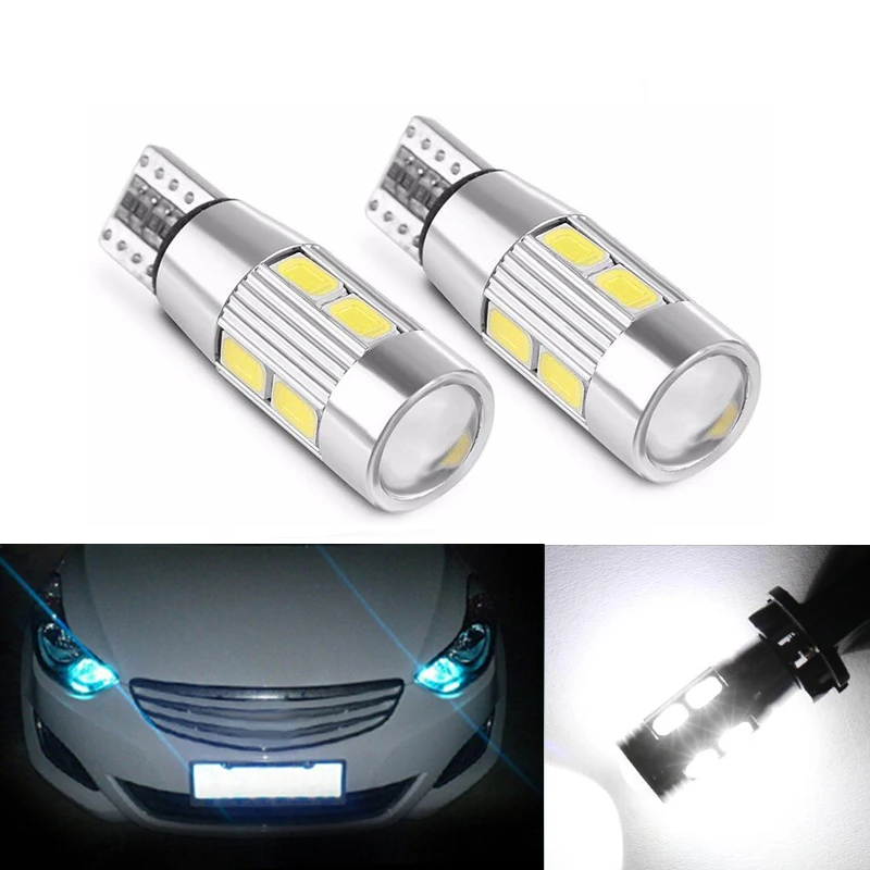 2 led t10 w5w 5630smd, luz de apuramento com lente de projetor para hyundai solaris accent i30 ix35 i20 elantra santa fe tucson getz