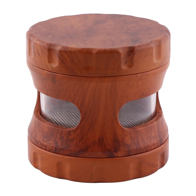 63mm Wooden Resin 4 Layers Tobacco Grinder Herb Tobacco Crusher Spice Grinder Drum Shape Smoke Accessories