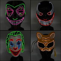 Halloween Horror Clown Mask Mixed Color Led Mask Masque Masquerade Masks Neon Light Party Mask Glow In The Dark Luminous Masks