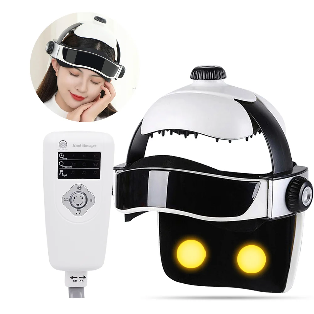 Air Pressure Head Massager Wireless Infrared Heating Helmet Pressure Acupuncture Vibration Relieve Fatigue Music Massage Health