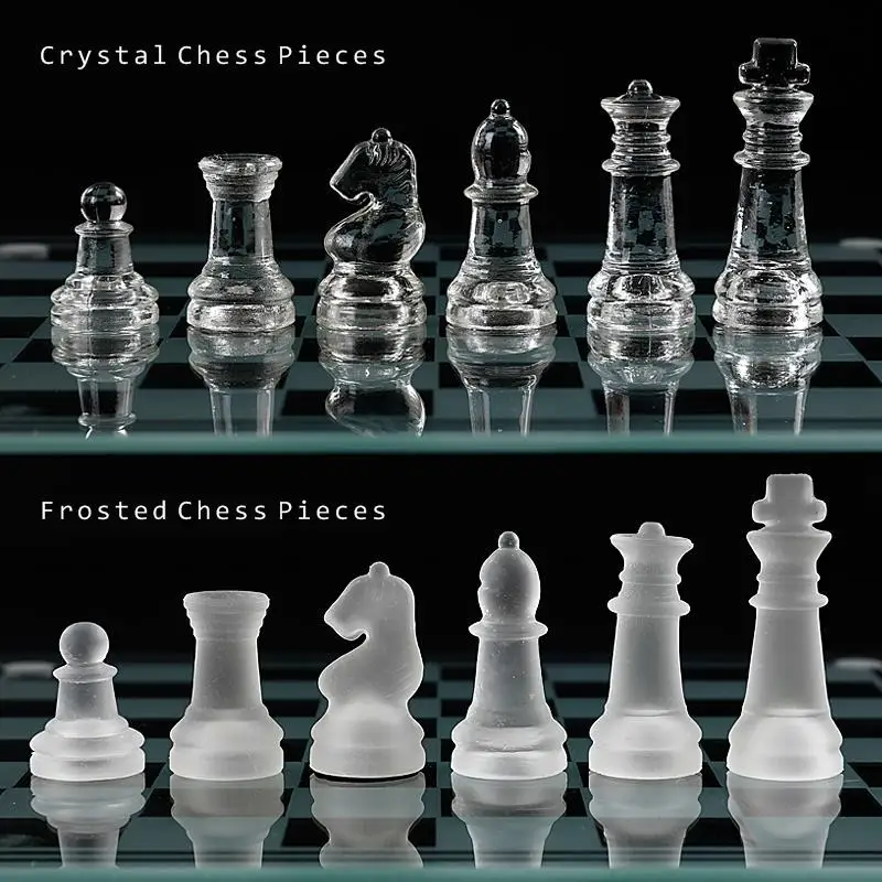 Chess Chessbaord Craft Crystal Luxury Glass Chess Set Anti-broken Elegant Glass Chess Pieces Board Game L Board 35cm Kids Toys