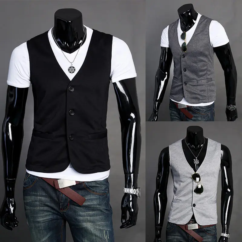 Nice Spring Fashion New Basic Casual Suit Vest Men,Brand Quality Tank Tops,Faux  Piece Waistcoat,Ship Plus Size XXL