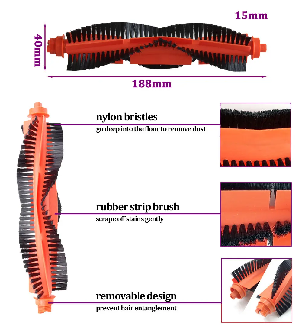 Rodillo de filtro Hepa, cepillo lateral, mopa, paño de trapo para Xiaomi LDS STYJ02YM Conga 3490 Viomi V2 PRO V3 SE, piezas de aspiradora robótica