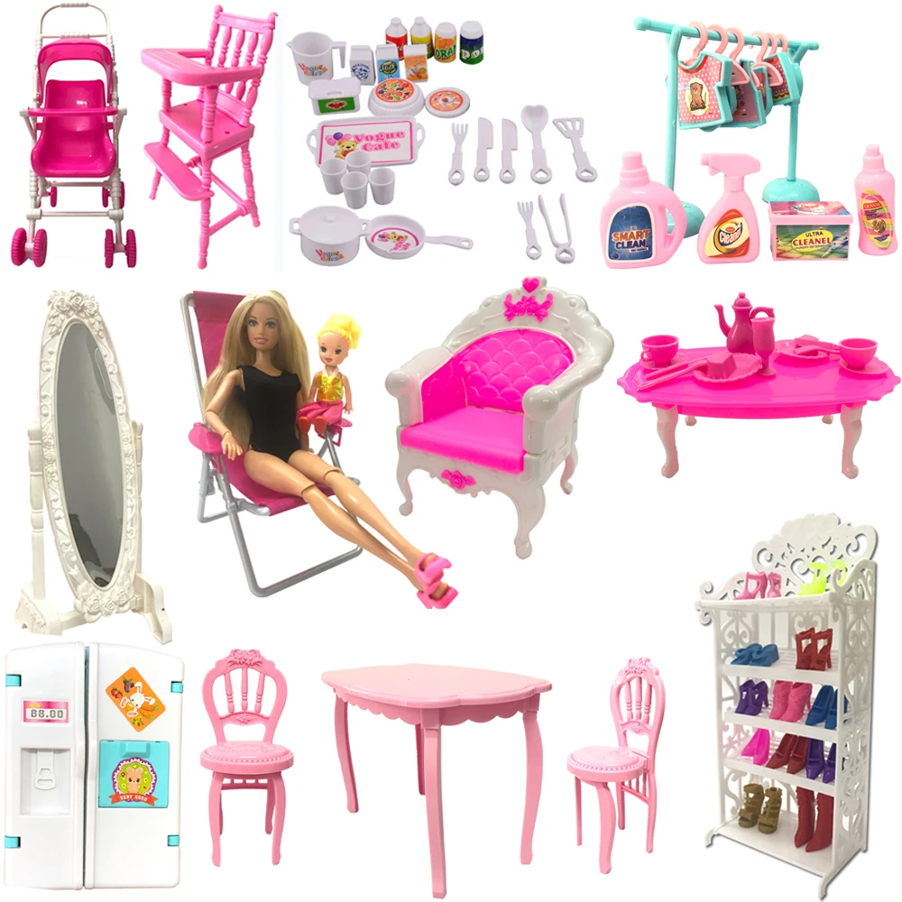 Mix Cute Furniture For Kelly  Doll  Pretend Play Toy Hangers Sofa Shoes Rack for Barbie Dolls Accessories Dollhouse Girl Toy JJ