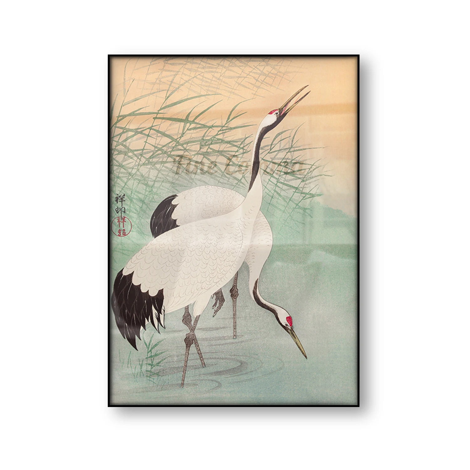 Japanese Wall Art Poster Two Cranes Ohara Koson Japan Woodblock Canvas Print Bird Animal Vintage Painting Home Decoration Gift