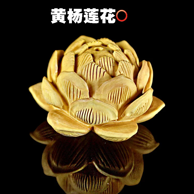 Natural Boxwood Handmade Carving Lotus Pendant Bead Buddhism Zen Ornaments Crafts Gift DIY Jewelry Bracelet Accessory Home Decor